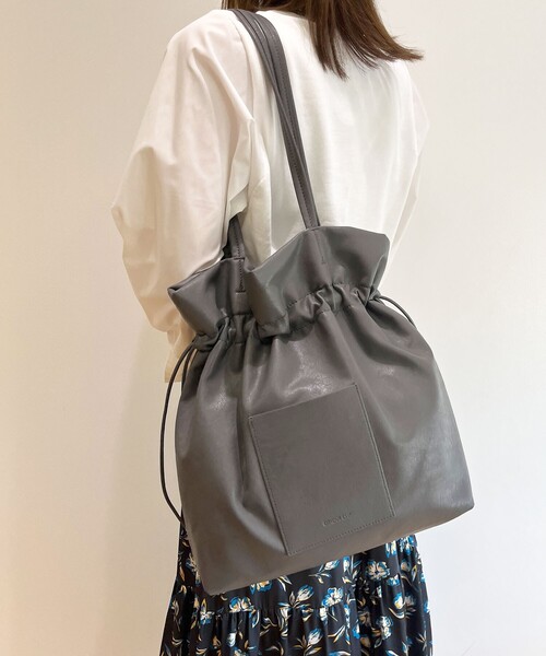 OPAQUE.CLIP(オペークドットクリップ)の「◆【軽量/A4収納可】4color/巾着トートバッグ(トートバッグ・レディース・ベージュ/ブラック/チャコールグレー/ライトグレー/シルバー・00)」の19枚目の写真