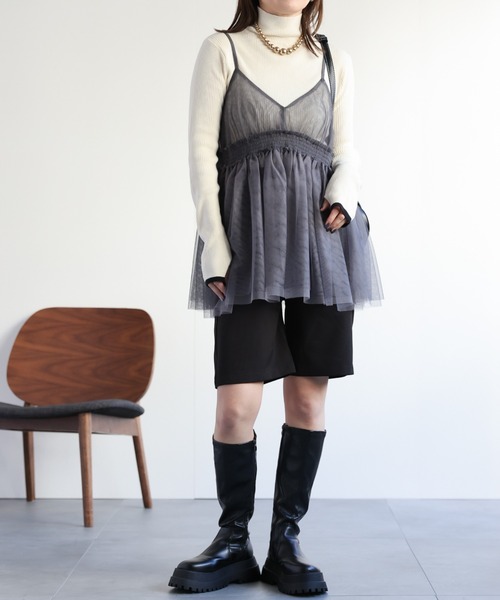 ベルギー購入 ふわふわシフォン変形ドレープシャツ&ARMANIとろみキャミソール ベルギー購入 ふわふわシフォン変形ドレープシャツ&ARMANIとろみ