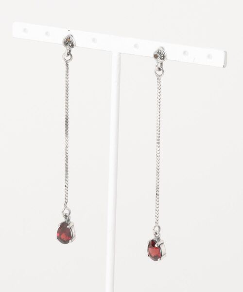 【925 SILVER ACC】天然石ガーネットチェーンピアスSV925(OG)（ピアス（両耳用））｜tone（トーン） 7,700円