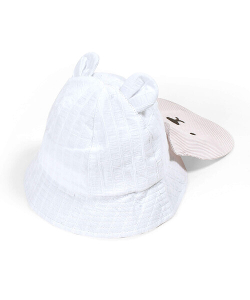SLAP SLIP BABY（スラップスリップベビー）の「クマ耳クマさんフェイス日よけ付きハットベビー(46~48cm)（ハット・キッズ・ホワイト/ネイビー・48cm/46cm）」の9枚目の写真