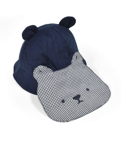 SLAP SLIP BABY（スラップスリップベビー）の「クマ耳クマさんフェイス日よけ付きハットベビー(46~48cm)（ハット・キッズ・ホワイト/ネイビー・48cm/46cm）」の17枚目の写真