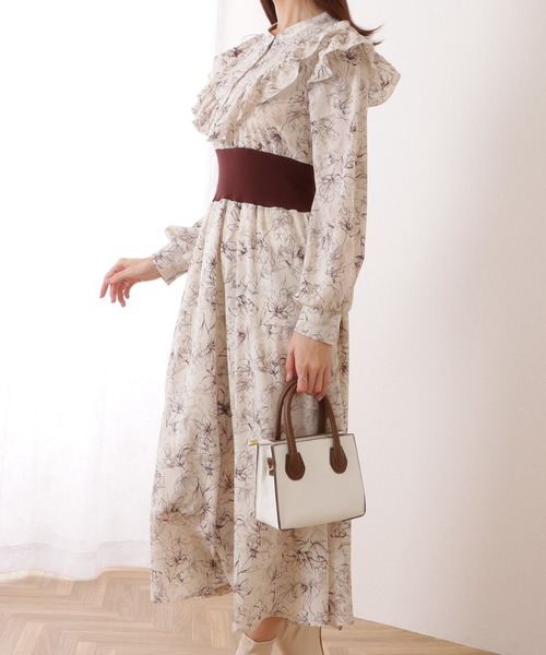 Lace Ladies(レースレディース)の「配色 リブ フリルライン ボタニカル柄 ワンピース(ワンピース・レディース・グレー/ブラック/ブラウン・S/FREE)」の19枚目の写真
