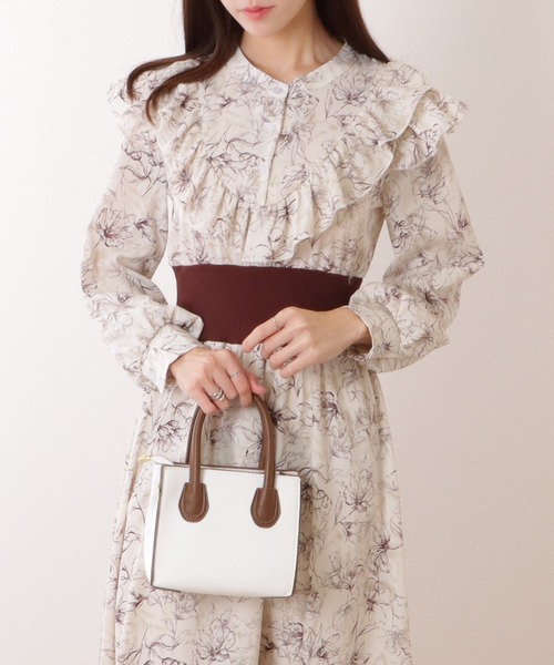 Lace Ladies(レースレディース)の「配色 リブ フリルライン ボタニカル柄 ワンピース(ワンピース・レディース・グレー/ブラック/ブラウン・S/FREE)」の20枚目の写真