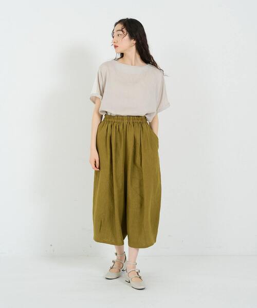 conges payes ADIEU TRISTESSE（コンジェ ペイエ アデュートリステス）の「リネンワイドサルエルパンツ（その他パンツ・レディース・ライトグリーン/ネイビー/ベージュ/ストライプ・38）」の7枚目の写真