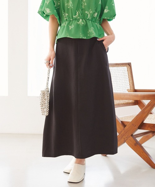 VIS（ビス）の「美easyリネンライクAラインスカート【洗える】【低身長～高身長】（スカート・レディース・イエロー系その他/ネイビー/グレー/キナリ/ピンク/ブラック・S/SS/L/M）」の3枚目の写真