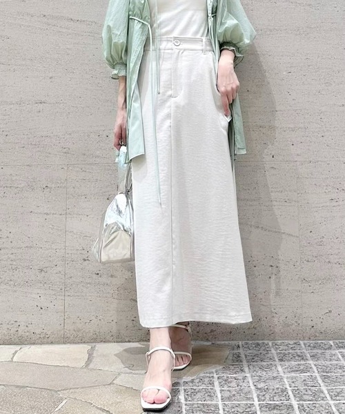 VIS（ビス）の「美easyリネンライクAラインスカート【洗える】【低身長～高身長】（スカート・レディース・イエロー系その他/ネイビー/グレー/キナリ/ピンク/ブラック・S/SS/L/M）」の7枚目の写真