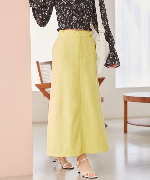 VIS（ビス）の「美easyリネンライクAラインスカート【洗える】【低身長～高身長】（スカート・レディース・イエロー系その他/ネイビー/グレー/キナリ/ピンク/ブラック・S/SS/L/M）」の9枚目の写真