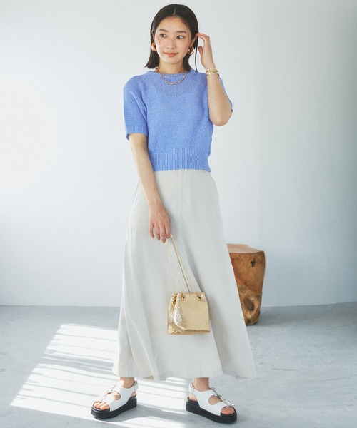 VIS（ビス）の「美easyリネンライクAラインスカート【洗える】【低身長～高身長】（スカート・レディース・イエロー系その他/ネイビー/グレー/キナリ/ピンク/ブラック・S/SS/L/M）」の10枚目の写真