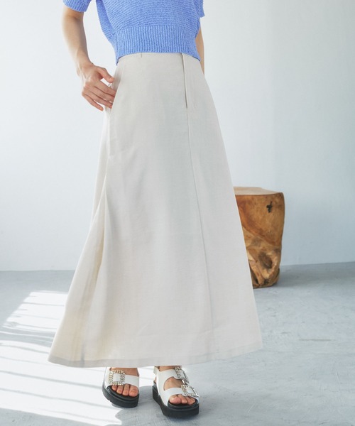 VIS（ビス）の「美easyリネンライクAラインスカート【洗える】【低身長～高身長】（スカート・レディース・イエロー系その他/ネイビー/グレー/キナリ/ピンク/ブラック・S/SS/L/M）」の12枚目の写真