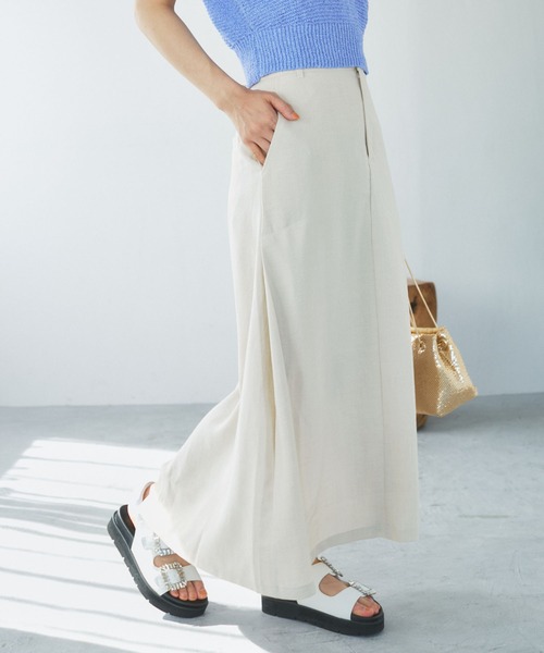 VIS（ビス）の「美easyリネンライクAラインスカート【洗える】【低身長～高身長】（スカート・レディース・イエロー系その他/ネイビー/グレー/キナリ/ピンク/ブラック・S/SS/L/M）」の13枚目の写真