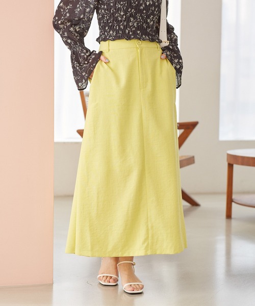 VIS（ビス）の「美easyリネンライクAラインスカート【洗える】【低身長～高身長】（スカート・レディース・イエロー系その他/ネイビー/グレー/キナリ/ピンク/ブラック・S/SS/L/M）」の15枚目の写真