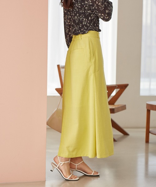 VIS（ビス）の「美easyリネンライクAラインスカート【洗える】【低身長～高身長】（スカート・レディース・イエロー系その他/ネイビー/グレー/キナリ/ピンク/ブラック・S/SS/L/M）」の16枚目の写真