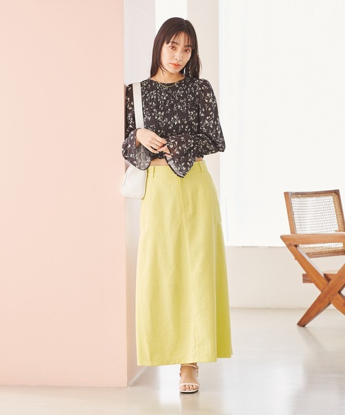 VIS（ビス）の「美easyリネンライクAラインスカート【洗える】【低身長～高身長】（スカート・レディース・イエロー系その他/ネイビー/グレー/キナリ/ピンク/ブラック・S/SS/L/M）」の17枚目の写真