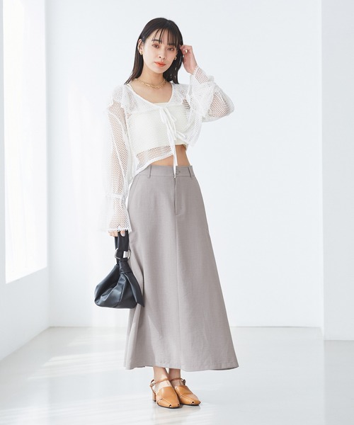 VIS（ビス）の「美easyリネンライクAラインスカート【洗える】【低身長～高身長】（スカート・レディース・イエロー系その他/ネイビー/グレー/キナリ/ピンク/ブラック・S/SS/L/M）」の22枚目の写真