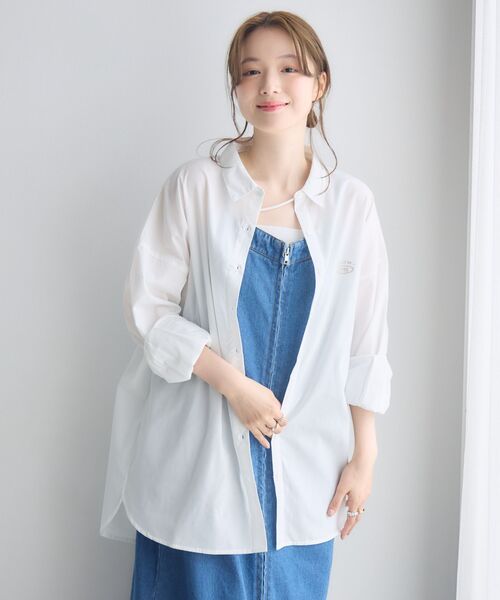 RETRO GIRL（レトロガール）の「胸刺繍BIGシャツ（シャツ/ブラウス・レディース・ブルー/ピンク/ホワイト・FREE）」の5枚目の写真