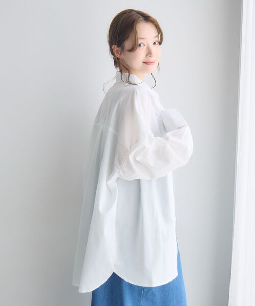 RETRO GIRL（レトロガール）の「胸刺繍BIGシャツ（シャツ/ブラウス・レディース・ブルー/ピンク/ホワイト・FREE）」の12枚目の写真