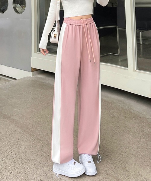 Miniministore(ミニミニストア)の「セミワイドパンツ ジョガーパンツ 韓国(スウェットパンツ・レディース・ダークグレー/ピンク/ブラック・M/XL/2XL/L)」の1枚目の写真