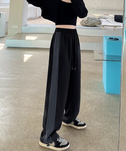 Miniministore(ミニミニストア)の「セミワイドパンツ ジョガーパンツ 韓国(スウェットパンツ・レディース・ダークグレー/ピンク/ブラック・M/XL/2XL/L)」の4枚目の写真