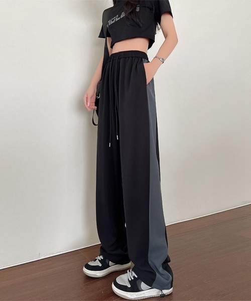 Miniministore(ミニミニストア)の「セミワイドパンツ ジョガーパンツ 韓国(スウェットパンツ・レディース・ダークグレー/ピンク/ブラック・M/XL/2XL/L)」の5枚目の写真