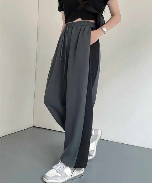 Miniministore(ミニミニストア)の「セミワイドパンツ ジョガーパンツ 韓国(スウェットパンツ・レディース・ダークグレー/ピンク/ブラック・M/XL/2XL/L)」の14枚目の写真