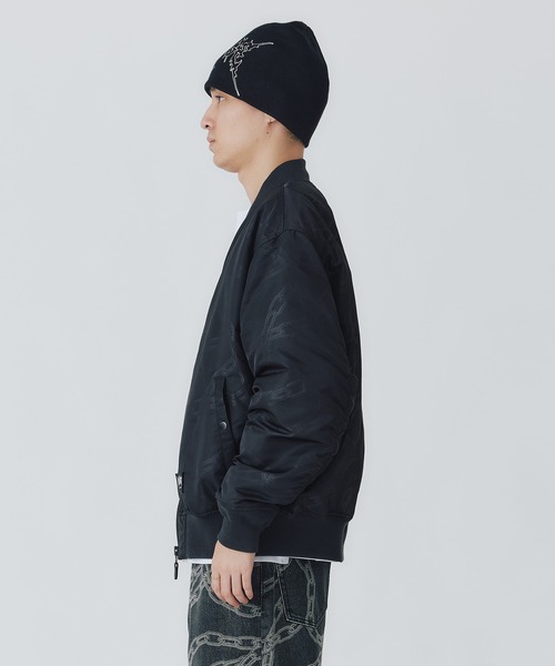 X-LARGE / ×Crawling Death/CHAIN BOMBER JACKET/フライトジャケット/S/ナイロン/BLK Crawling Death（クローリングデス）の「XLARGE×Crawling Death CHAIN