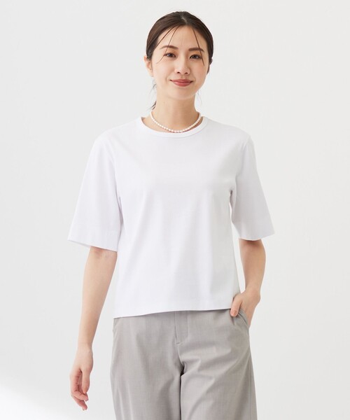 J.PRESS（ジェイプレス）の「フライスジャージー カットソー（Tシャツ/カットソー・レディース・ホワイト系/ダルブルー系/ネイビー系/ライトグレー系・MEDIUM/LARGE）」の2枚目の写真