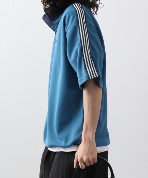 SUGGESTION(サジェッション)の「SUGGESTION ハチ刺繍サイドライン半袖ハーフジップ(Tシャツ/カットソー・メンズ・ブラック/ホワイト/サンドベージュ/ブルー・L/M)」の6枚目の写真