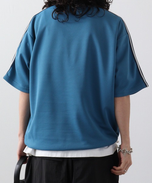 SUGGESTION(サジェッション)の「SUGGESTION ハチ刺繍サイドライン半袖ハーフジップ(Tシャツ/カットソー・メンズ・ブラック/ホワイト/サンドベージュ/ブルー・L/M)」の7枚目の写真