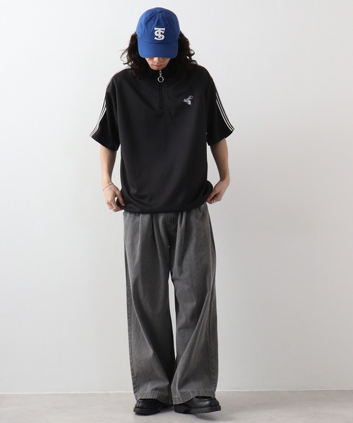 SUGGESTION(サジェッション)の「SUGGESTION ハチ刺繍サイドライン半袖ハーフジップ(Tシャツ/カットソー・メンズ・ブラック/ホワイト/サンドベージュ/ブルー・L/M)」の10枚目の写真