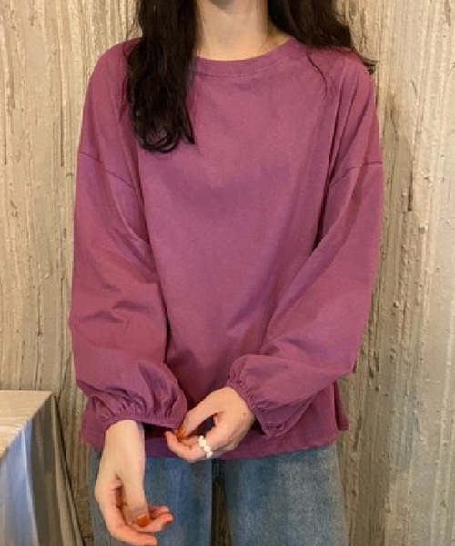 Miniministore(ミニミニストア)の「長袖Tシャツ ドロップショルダーtシャツ(Tシャツ/カットソー・レディース・グリーン/オレンジ/ワインレッド/イエロー/ブラック/ホワイト/ブラウン/パープル/ブルーグレー/レッド/ブルーグリーン/テラコッタ・FREE)」の8枚目の写真