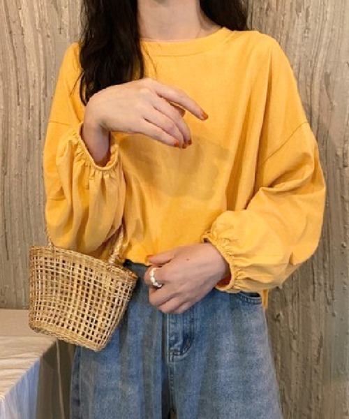 Miniministore(ミニミニストア)の「長袖Tシャツ ドロップショルダーtシャツ(Tシャツ/カットソー・レディース・グリーン/オレンジ/ワインレッド/イエロー/ブラック/ホワイト/ブラウン/パープル/ブルーグレー/レッド/ブルーグリーン/テラコッタ・FREE)」の9枚目の写真