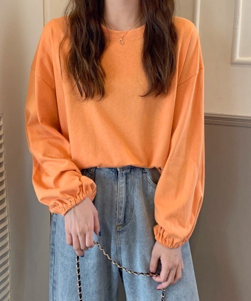 Miniministore(ミニミニストア)の「長袖Tシャツ ドロップショルダーtシャツ(Tシャツ/カットソー・レディース・グリーン/オレンジ/ワインレッド/イエロー/ブラック/ホワイト/ブラウン/パープル/ブルーグレー/レッド/ブルーグリーン/テラコッタ・FREE)」の20枚目の写真