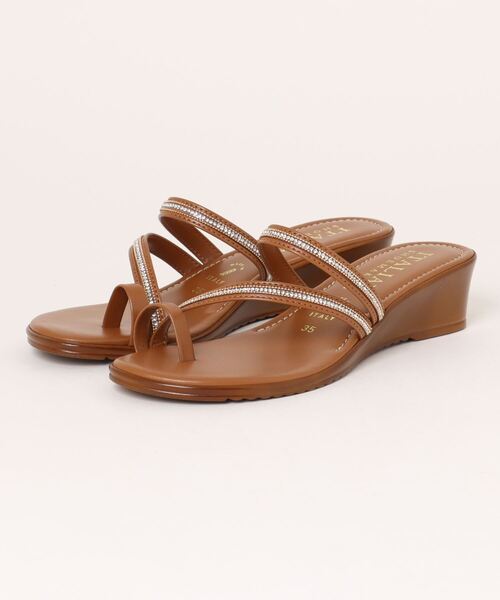 inter-chaussures(インターショシュール)の「【ITALIAN SHOEMAKERS】ラインストーンウェッジヒールミュールサンダル(942329)(サンダル・レディース・ベージュ/ブラウン・39/38/37/36/35)」の7枚目の写真