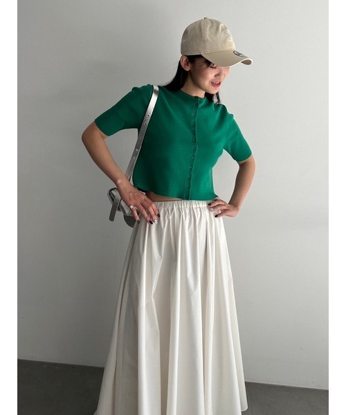 emmi（エミ）の「オーガニックコットンハーフスリーブカーディガン（カーディガン/ボレロ・レディース・グリーン/ホワイト/ダークグレー・FREE）」の15枚目の写真