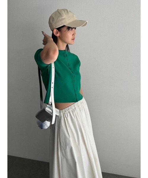 emmi（エミ）の「オーガニックコットンハーフスリーブカーディガン（カーディガン/ボレロ・レディース・グリーン/ホワイト/ダークグレー・FREE）」の16枚目の写真