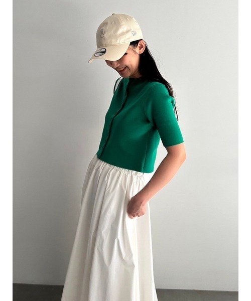 emmi（エミ）の「オーガニックコットンハーフスリーブカーディガン（カーディガン/ボレロ・レディース・グリーン/ホワイト/ダークグレー・FREE）」の17枚目の写真