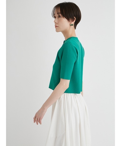 emmi（エミ）の「オーガニックコットンハーフスリーブカーディガン（カーディガン/ボレロ・レディース・グリーン/ホワイト/ダークグレー・FREE）」の7枚目の写真