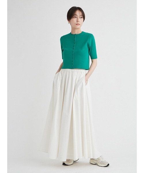 emmi（エミ）の「オーガニックコットンハーフスリーブカーディガン（カーディガン/ボレロ・レディース・グリーン/ホワイト/ダークグレー・FREE）」の10枚目の写真