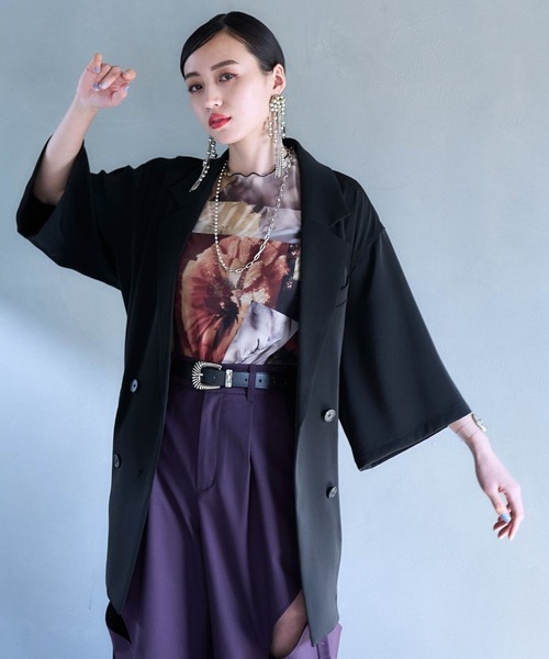 HARE（ハレ）の「トロミビッグジャケット(HARE)（テーラードジャケット・レディース・ブラック/グレー/ブルー・FREE）」の10枚目の写真