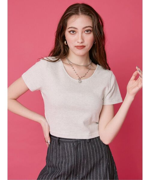 EVRIS（エヴリス）の「BASICシンプルショートTシャツ（Tシャツ/カットソー・レディース・ブラック/ブルー/グレー/ホワイト・FREE）」の4枚目の写真