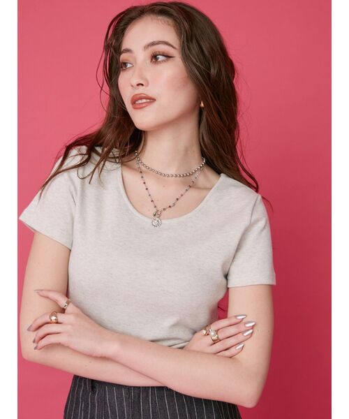 EVRIS（エヴリス）の「BASICシンプルショートTシャツ（Tシャツ/カットソー・レディース・ブラック/ブルー/グレー/ホワイト・FREE）」の5枚目の写真