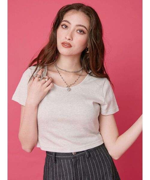 EVRIS（エヴリス）の「BASICシンプルショートTシャツ（Tシャツ/カットソー・レディース・ブラック/ブルー/グレー/ホワイト・FREE）」の6枚目の写真