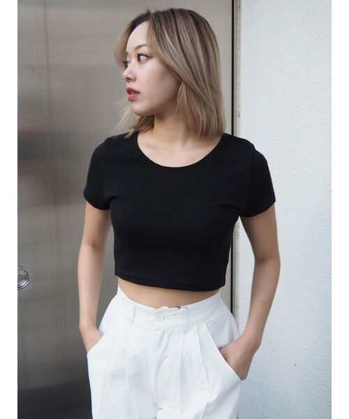 EVRIS（エヴリス）の「BASICシンプルショートTシャツ（Tシャツ/カットソー・レディース・ブラック/ブルー/グレー/ホワイト・FREE）」の18枚目の写真