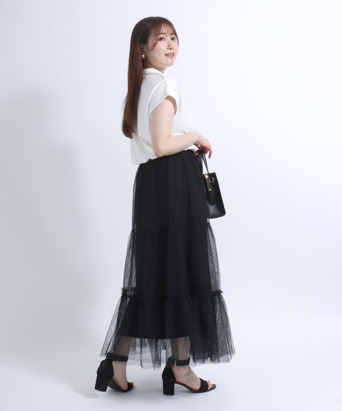 Salong hameu（サロン ハミュー）の「ティアードチュールスカート レディース/ロングスカート #バレエコア #コケットコア（スカート・レディース・ブラック/オフホワイト/グレー・M/L）」の15枚目の写真