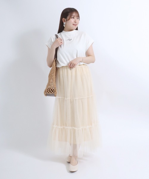 Salong hameu（サロン ハミュー）の「ティアードチュールスカート レディース/ロングスカート #バレエコア #コケットコア（スカート・レディース・ブラック/オフホワイト/グレー・M/L）」の7枚目の写真