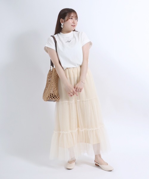 Salong hameu（サロン ハミュー）の「ティアードチュールスカート レディース/ロングスカート #バレエコア #コケットコア（スカート・レディース・ブラック/オフホワイト/グレー・M/L）」の9枚目の写真