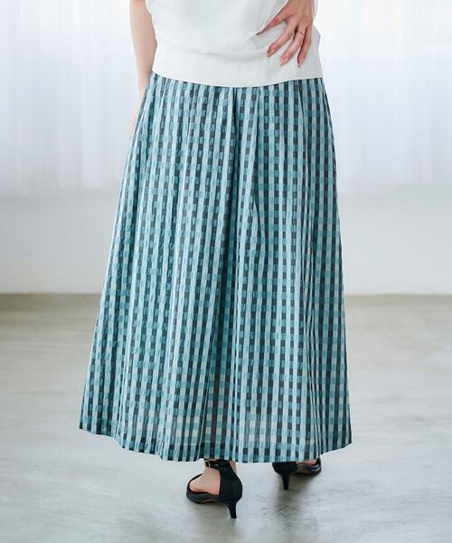 le.coeur blanc（ルクールブラン）の「ギンガムチェックギャザースカート（スカート・レディース・ブラック系その他/グリーン系その他・38）」の6枚目の写真