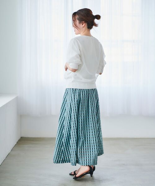 le.coeur blanc（ルクールブラン）の「ギンガムチェックギャザースカート（スカート・レディース・ブラック系その他/グリーン系その他・38）」の10枚目の写真