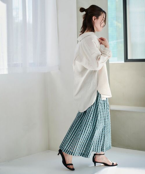 le.coeur blanc（ルクールブラン）の「ギンガムチェックギャザースカート（スカート・レディース・ブラック系その他/グリーン系その他・38）」の18枚目の写真