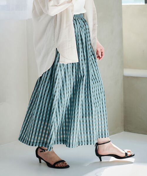 le.coeur blanc（ルクールブラン）の「ギンガムチェックギャザースカート（スカート・レディース・ブラック系その他/グリーン系その他・38）」の20枚目の写真